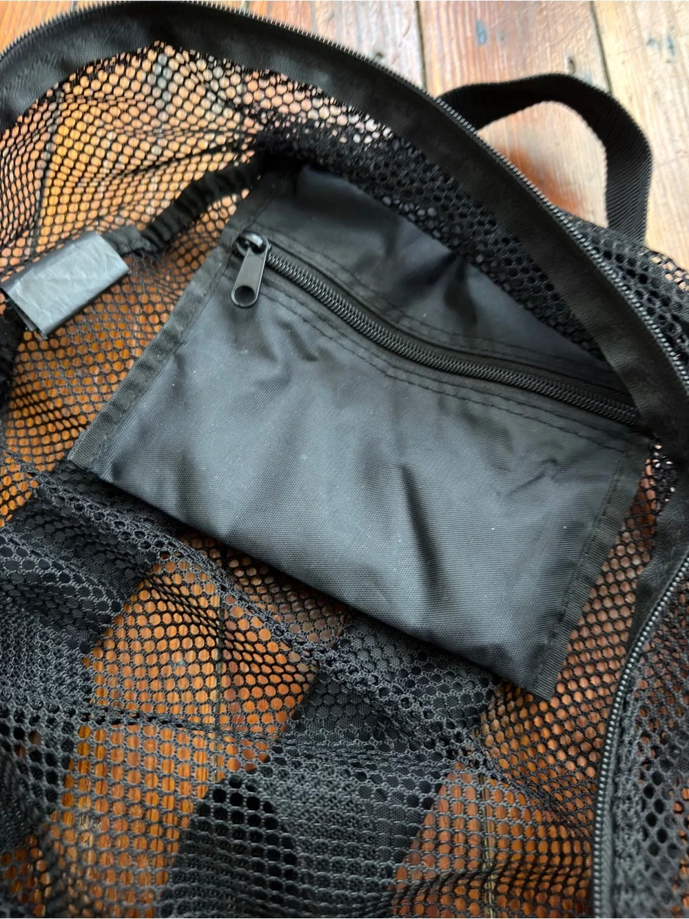 Vintage 00s Coronado black mesh see thru backpack 5x11x17”